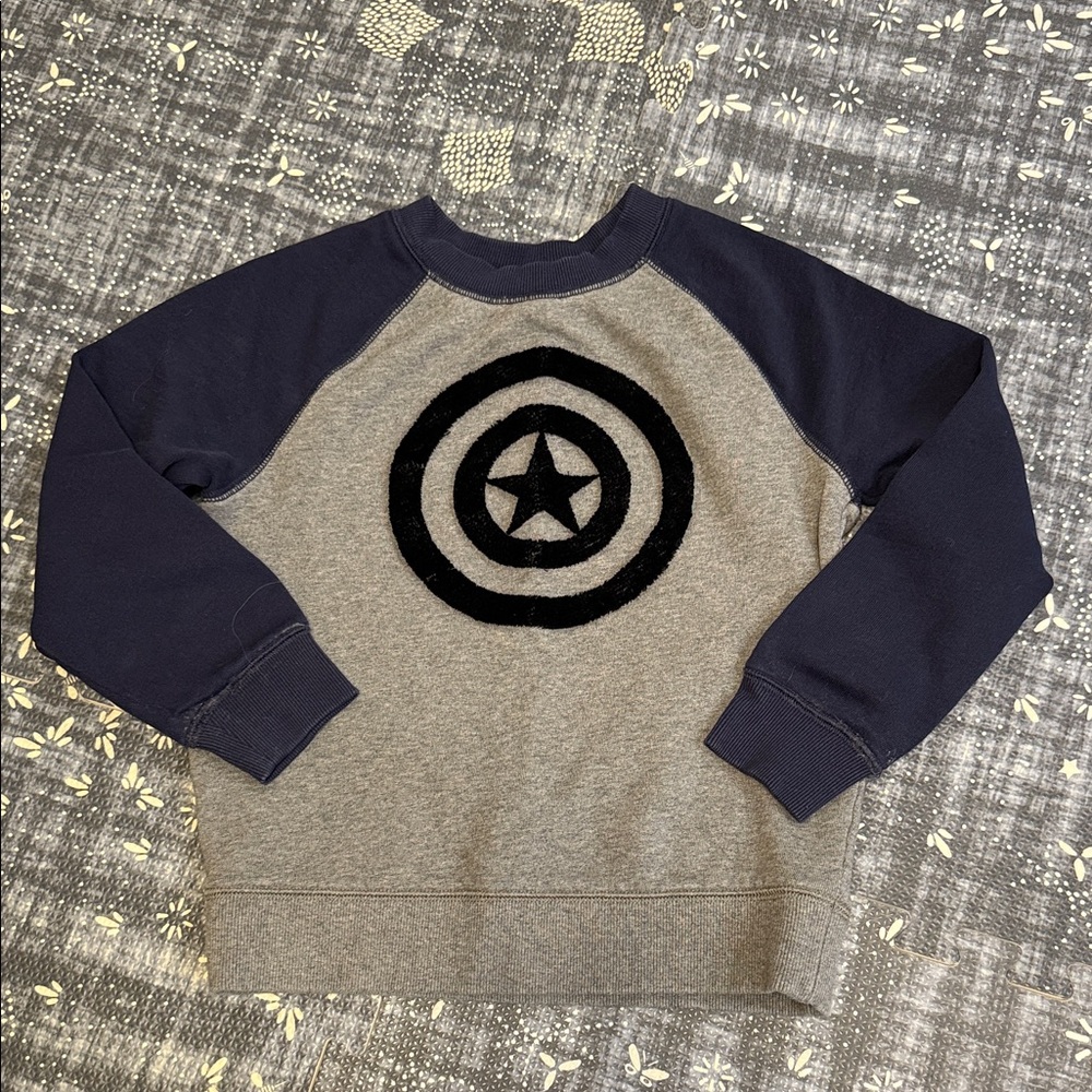 Hanna Andersson 6-7 Marvel Captain America Gray and Navy Sweatshirt